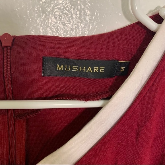 Mushare Midi Ponte Sheath Dress Crimson Cream - Picture 7 of 11